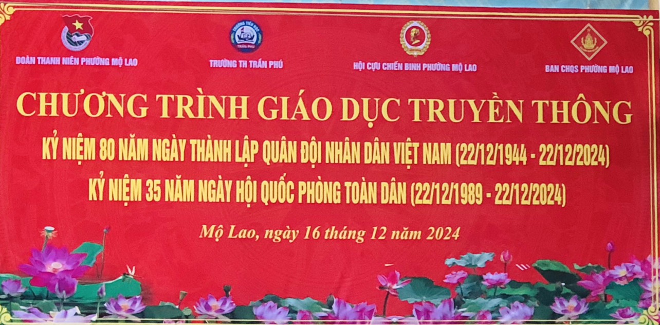 Trường TH Trần Phú tổ chức Chương trình giáo dục truyền thông Kỷ niệm 80 năm thành lập Quân đội Nhân dân Việt Nam và 35 năm Ngày Hội Quốc phòng toàn dân.